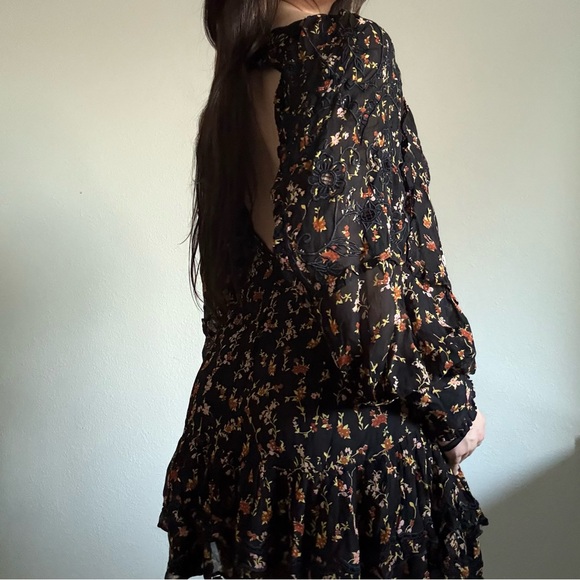 Free People Floral Black Open-Back Dress - Picture 6 of 13